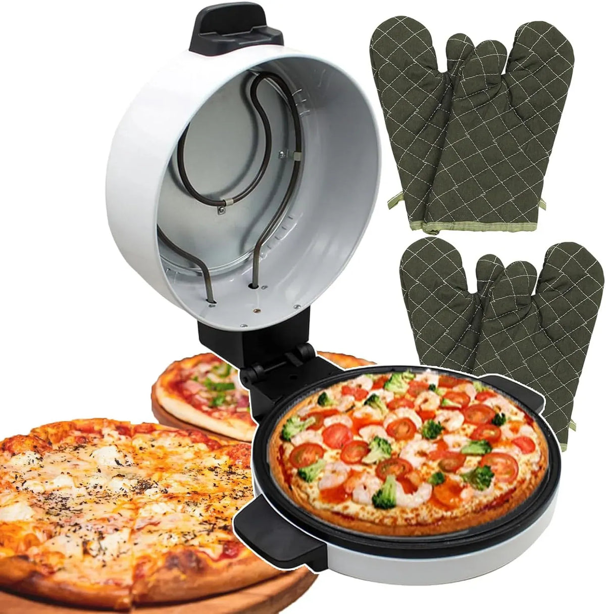 Forno elettrico per pizza, 11,8 pollici, grill, professionale, Piastra Rotonda da 11,8'/30 cm, Mini Macchina per Pizza da banco