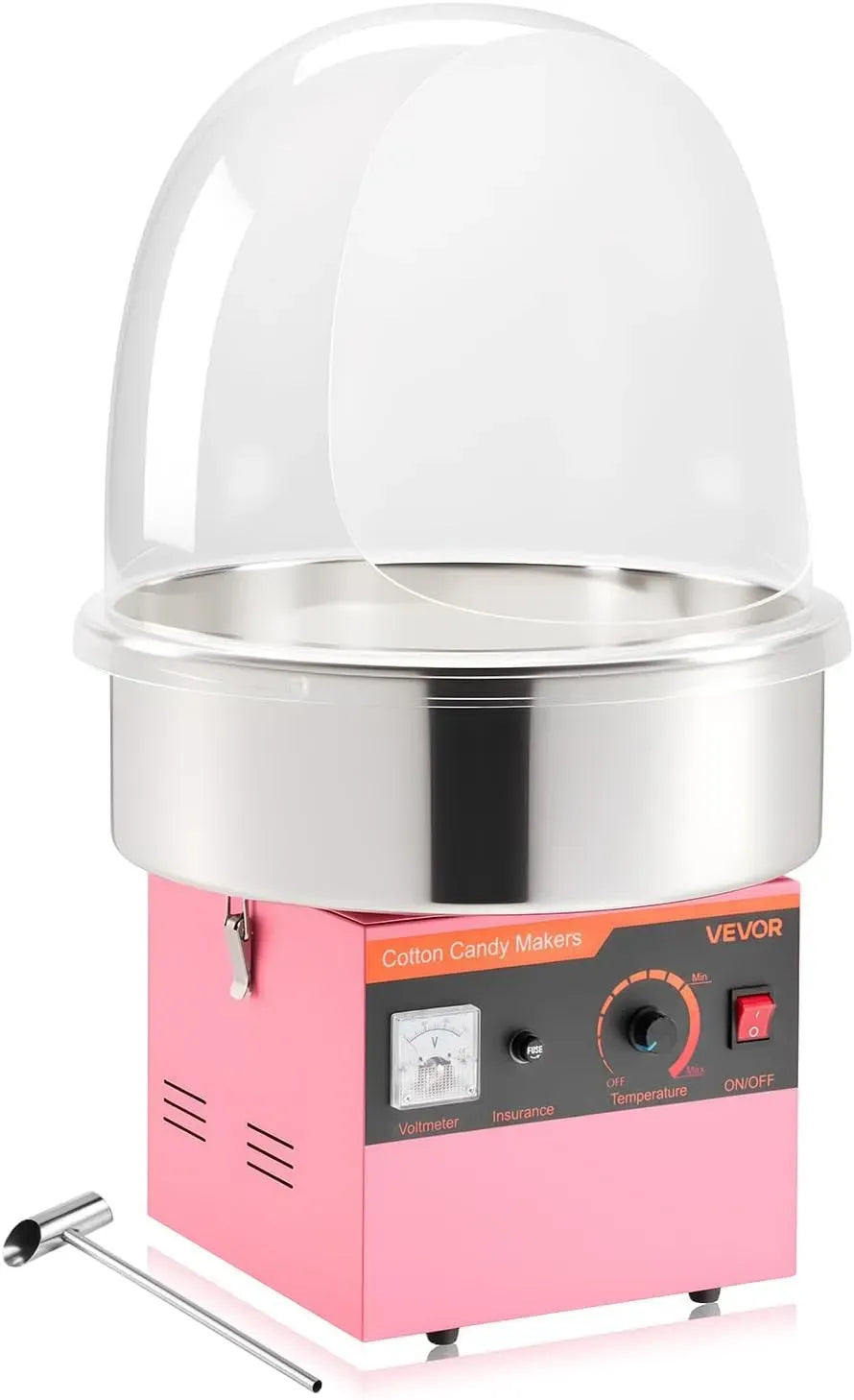 VEVOR Macchina per Zucchero, macchina zucchero filato, 1000 W, acciaio inox, per Zucchero Filato Elettrica 1000 W con Coperchio