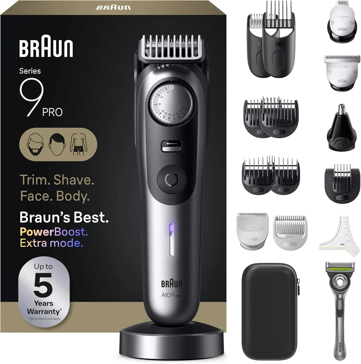 Braun Series 9 Regolabarba, rasoio, senza fili, per viso