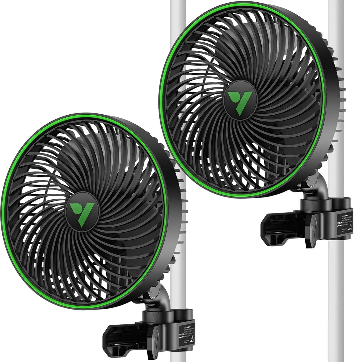 Ventilatore, 12 W, VIVOSUN Gen2, timer, Wi-Fi, app, nero, Oscillante 12W IP54, 6' Motore EC, 5 Velocità