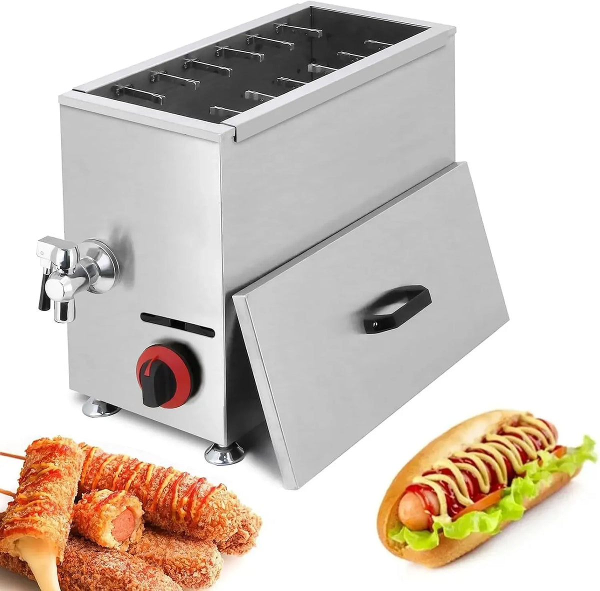 macchina per friggere, macchina per hot, 21 L, professionale, ristoranti, negozi, per cani di mais commerciale