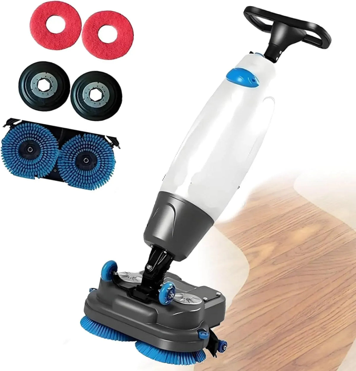 Lavasciuga, 43 cm, lavatrice/asciugatrice, ampio serbatoio, professionale, bianco, doppie spazzole e testina girevole a 360°