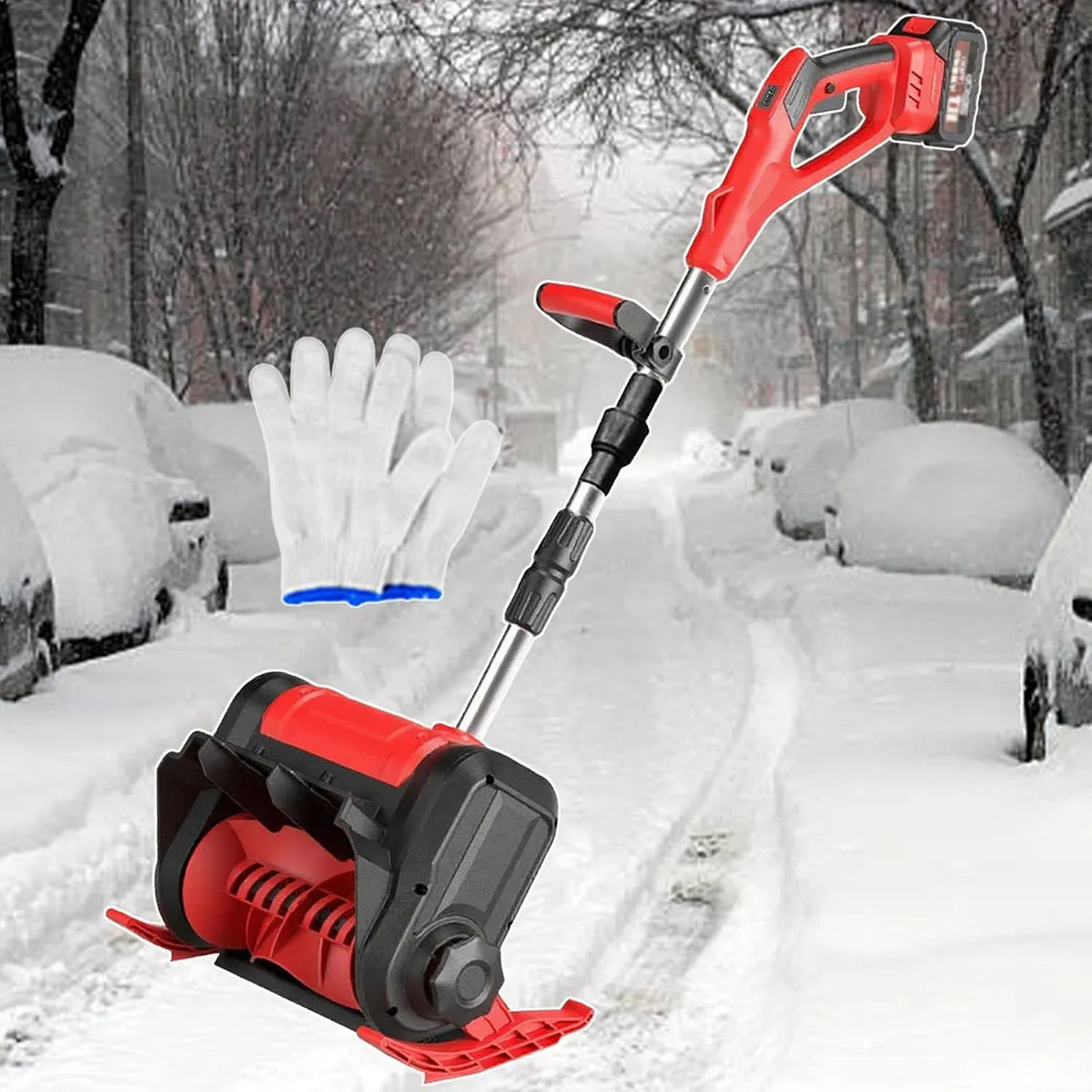 spazzaneve elettrico portatile, per uso in cortile e su strada, Pala da neve senza fili, 1200 W, dotato di distanza di lancio di 8 m, regolazione in 3