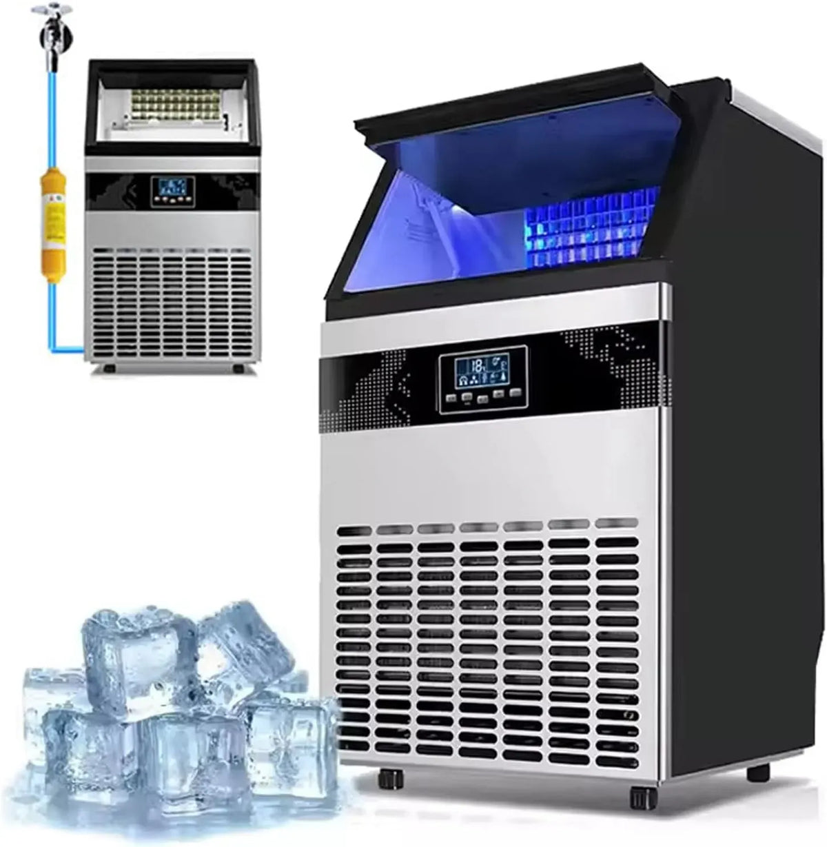 Kg/24 Macchina Per Cubetti, 55 Kg, 15 Kg, industriale, professionale, acciaio inox, per Cubetti Di Ghiaccio in Acciaio Inossidabile