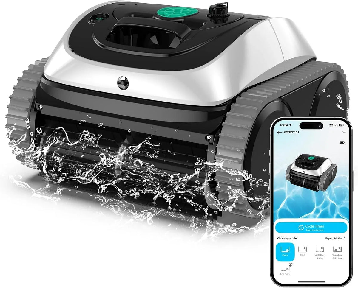 Motore, Robot, senza fili, bianco, WYBOT, C1 Robot Piscina Senza Fili con Pianificazione Intelligente del Percorso
