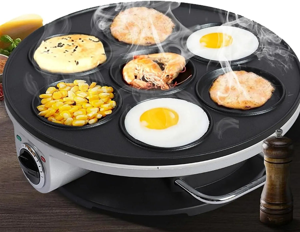 Pentola e padella, 1200 W, rivestimento antiaderente, 2 zone di temperatura, Piastra elettrica per Pancake da 1200 W