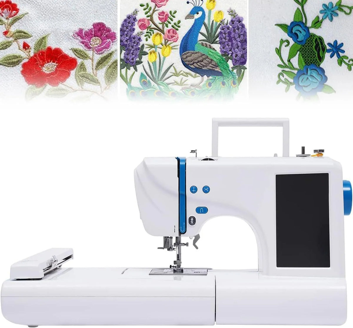 Macchina da ricamo, ricamatrice elettrica, touch, display LCD, professionale, per abbigliamento e biancheria da letto