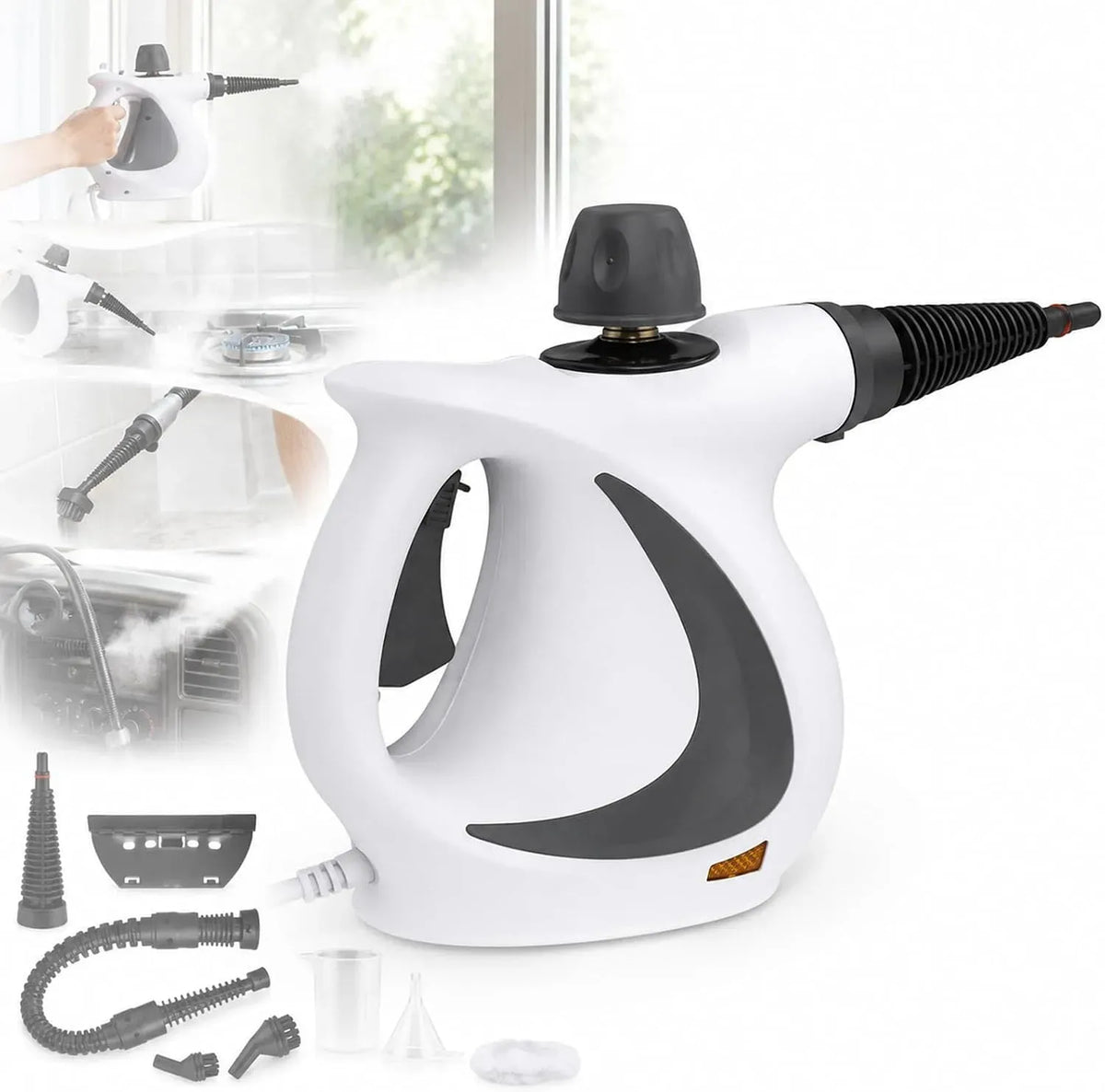 Pulitore a vapore, 1050 W, multiuso, portatile, 0,25–0,35 Mpa Con Accessori Multiuso, Riempimento Massimo 350