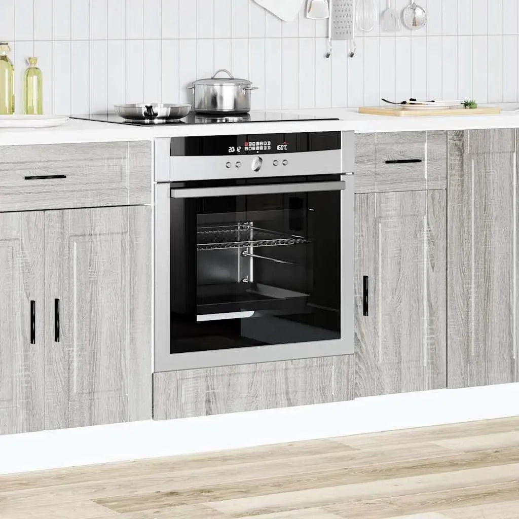 Forno a microonde, 60 x 46 x 81,5 cm, grigio, microonde da cucina, Armadietto per stufa Porto grigio Sonoma in legno con piedini regolabili
