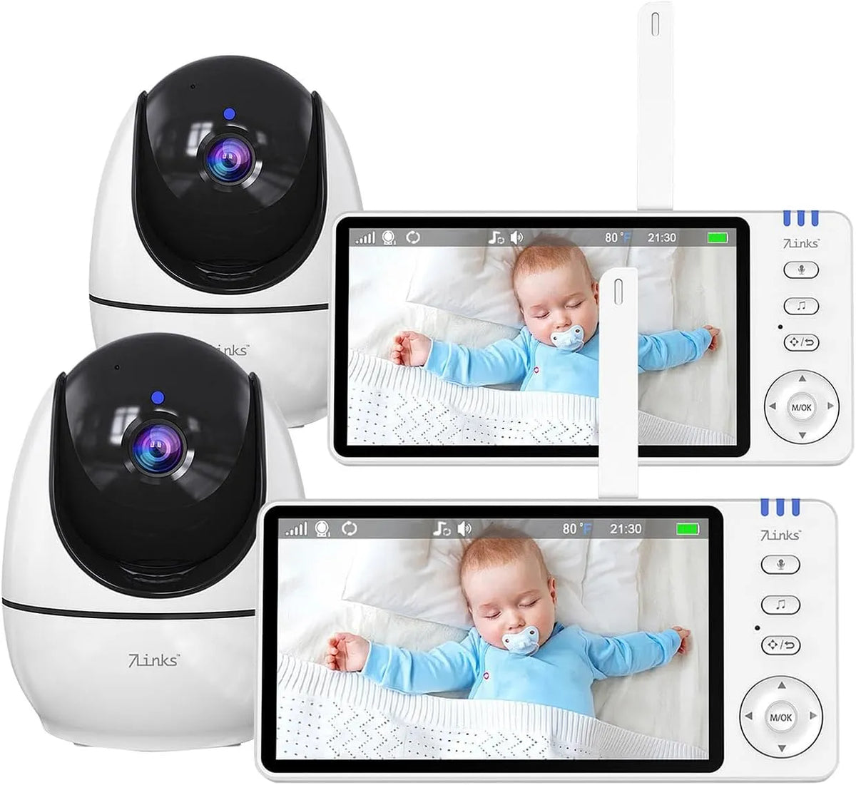 Monitor 7links 720p, 12,7 cm, pannello IPS, display a colori IPS da 5'/12,7 cm, Telecamera HD inclinabile