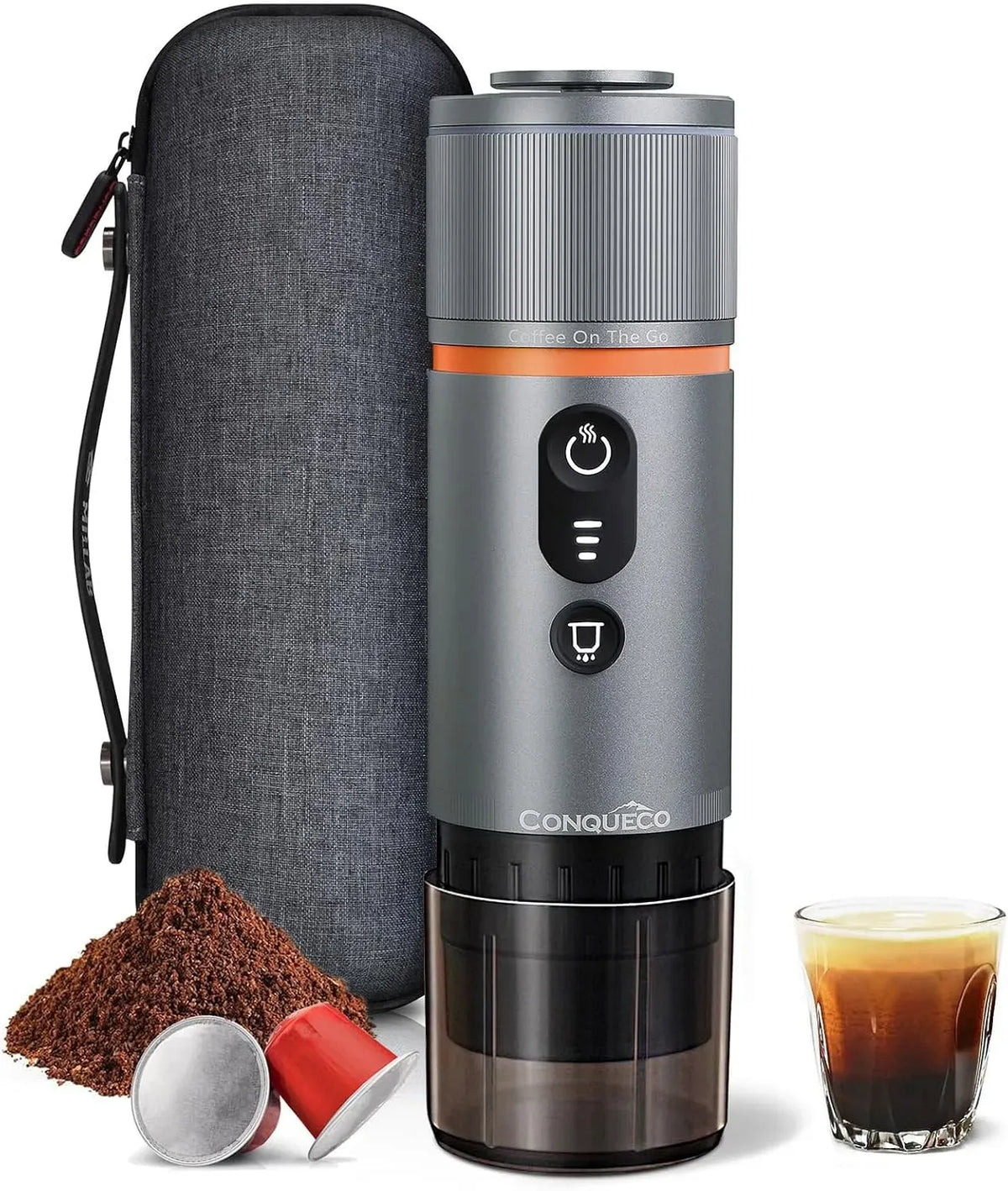 Macchina da caffè, 12 V, CONQUECO, portatile, 8 tazze di caffè espresso con una ricarica compatibile per, 2,5 minuti di riscaldamento rapido