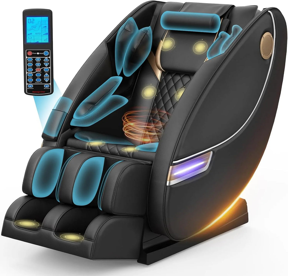 Poltrona relax con massaggio, Bluetooth, 14 punti massaggianti e 8 airbag, riscaldamento lombare e per le gambe, altoparlante Bluetooth